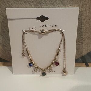 LC Lauren Conrad Gold Bracelet with Colorful Charms, adjustable.